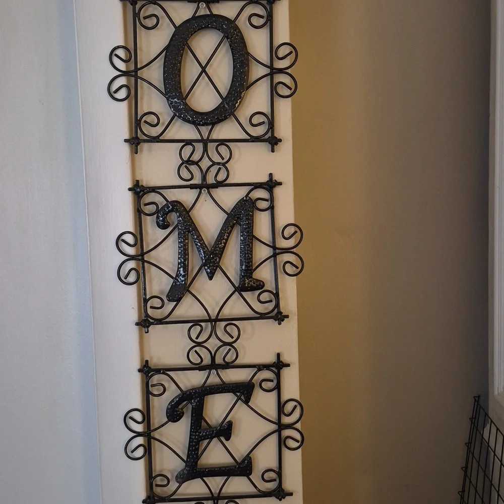 Metal Decorative Rustic Hanging Sign Black Letters H O M E